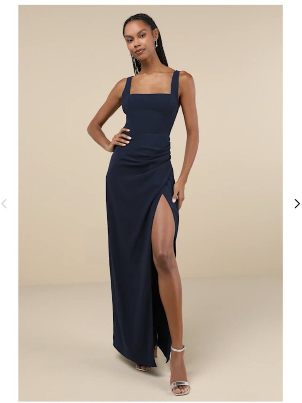 Lulu's Glamorous Disposition Navy Ruched Maxi Dress